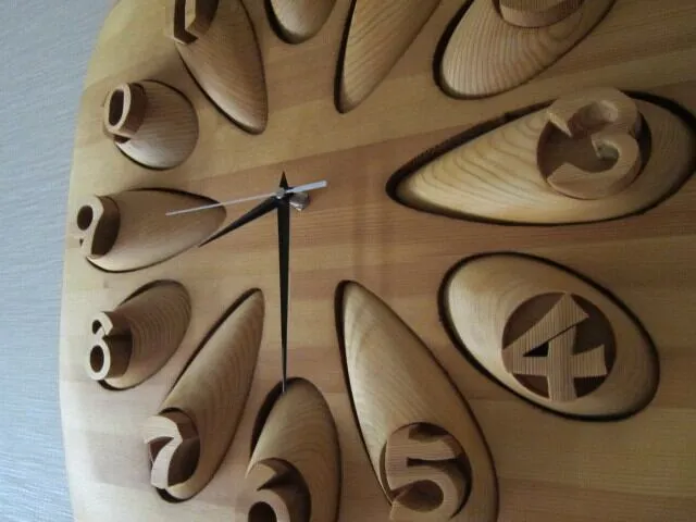 手作り　木の時計　角型
